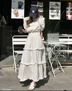 韓國簡約Ruffle半截長裙Top Set (No.25448）630051126764831121