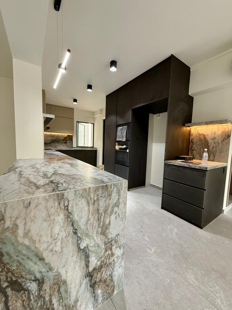 Sintered Stone Kitchen Countertop / Backsplash / BTO Renovation / Renovation / Interior design / Countertop / Feature wall / Sintered Stone62863114706817112