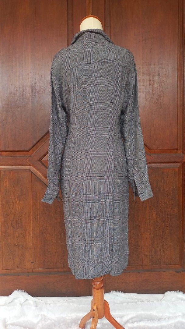 Zara Midi Dress Checkered, Fesyen Wanita, Pakaian Wanita, Gaun - Main Image