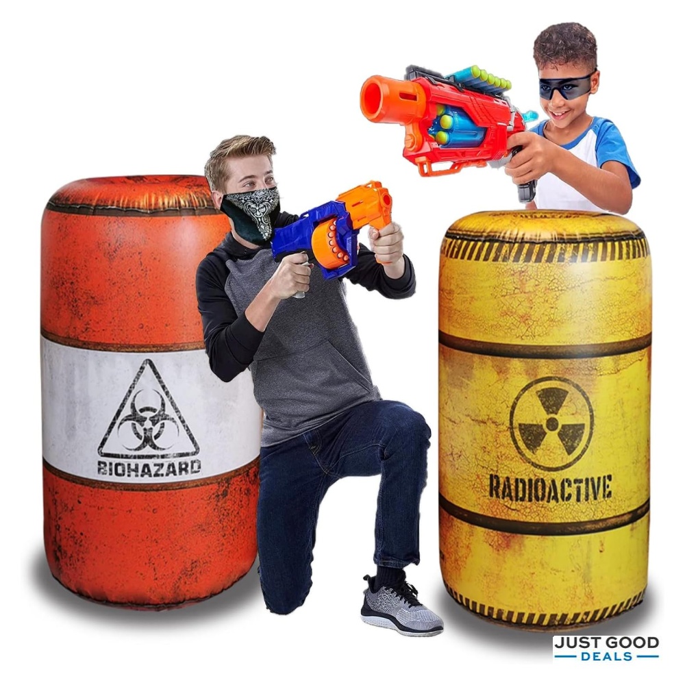 2 Barrels Inflatables, Combat Battlefield Compatible with Nerf, Laser ...