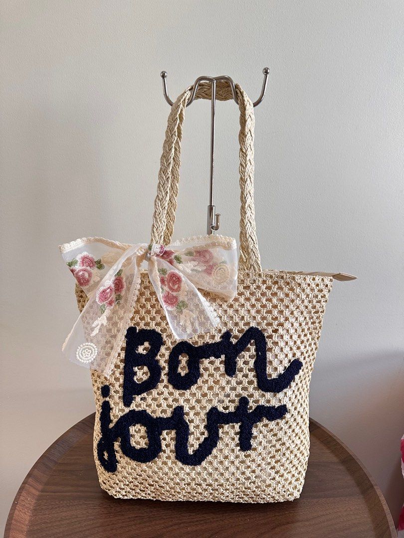 Beach Tote Bag - Cream (Category: Beach Bags) located in Manila. Submitted by hellokittyclosettt (Listing ID 1369969352, Image 1). Description: Large Capacity beach bag with FREE FREE FREE twilly/ribbon and bag charm (will be given randomly depends on availability).