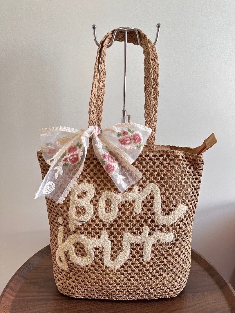 Beach Tote Bag - Khaki (Category: Beach Bags) located in Manila. Submitted by hellokittyclosettt (Listing ID 1369969649, Image 1). Description: Large Capacity beach bag with FREE FREE FREE twilly/ribbon and bag charm (will be given randomly depends on availability).