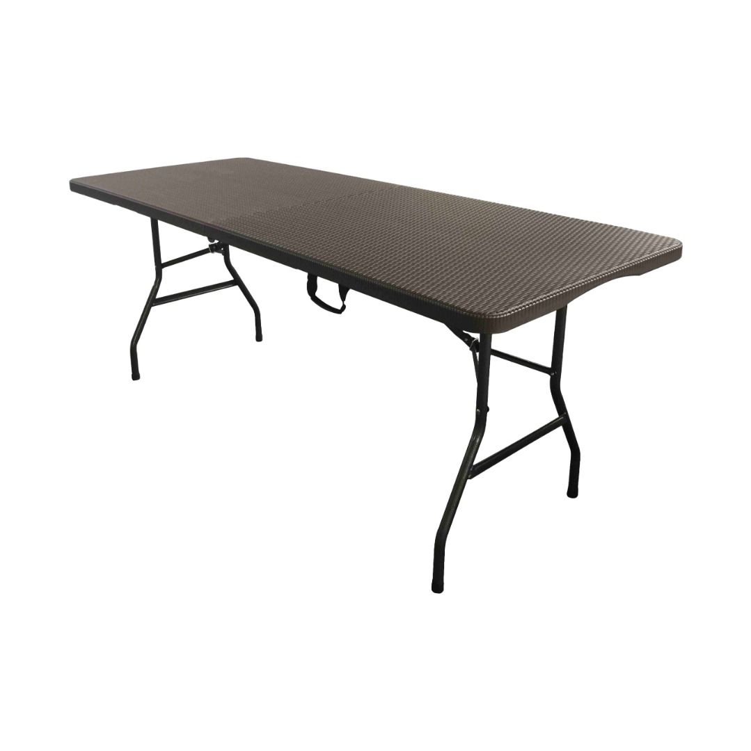 Buy4Less BT18074RTF 6FT. Rattan Fold-in-half Table (Category: Tables & Sets) located in Quezon City. Submitted by costuless_qc_branch (Listing ID 1369909600, Image 1). Description: Item Code: BT18074RTF SALE PRICE: ₱2,399.00 Note: Price may change without prior notice. BUY4LESS Rectangular 6FT. Rattan Fold-in-Half Table ♡ Color: Dark Brown ♡ Material: Plastic ♡ Size(cm): L180 x W74 x H74 ♡ Powder coating Frame Leg ♡ 6-8-seater capacity ♡ Best for