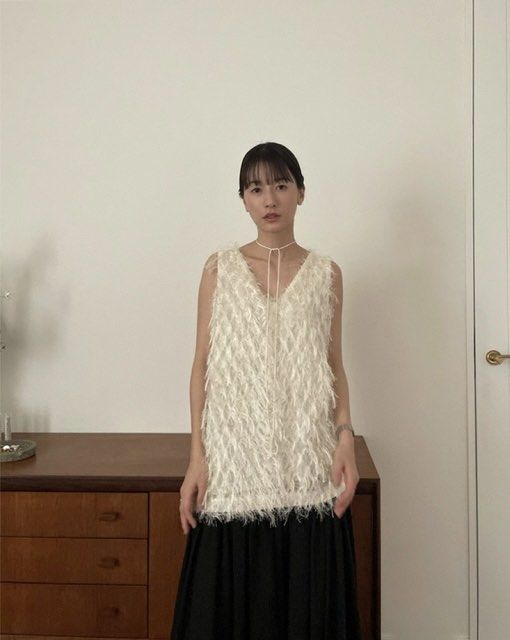 CLANE - W FACE CROSS FRINGE TOPS - WHITE | ADDICT WEB SHOP