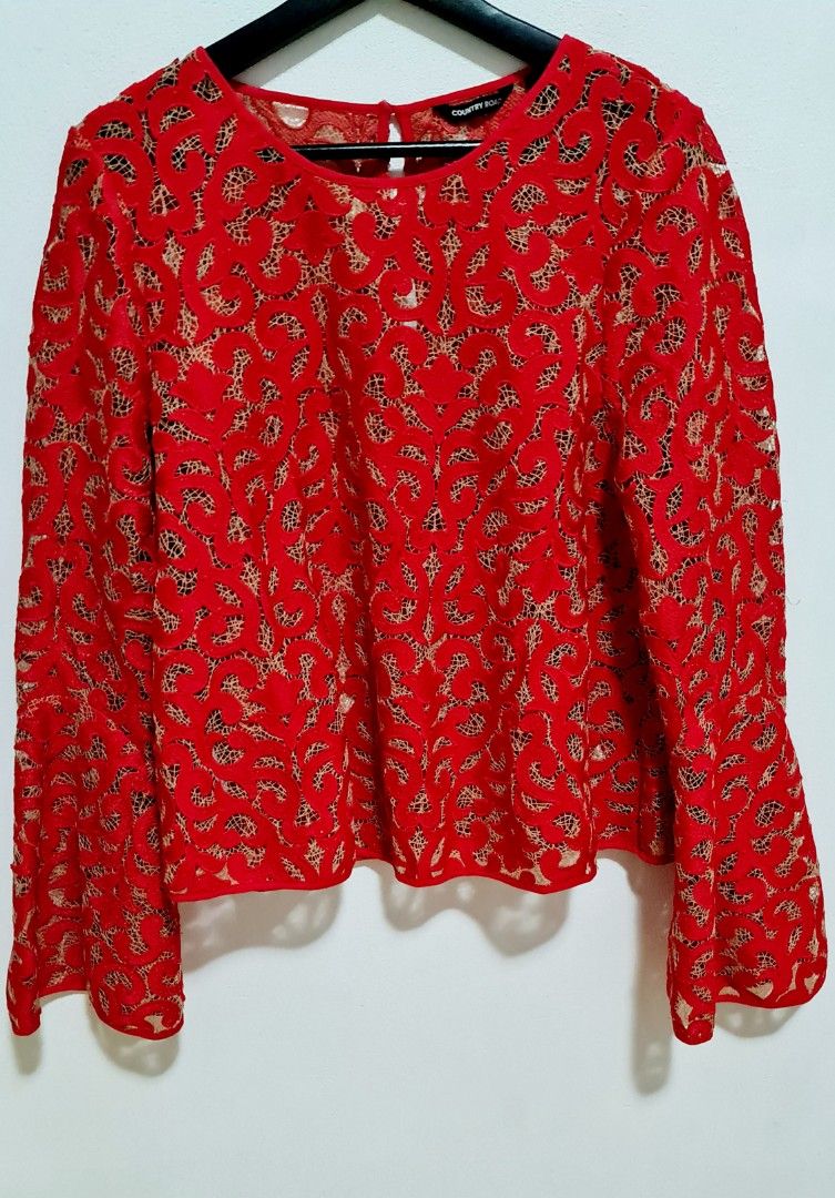 Country Road Red Long Sleeve Lace Blouse(Size 12) (Category: Women's Clothes) located in Sydney. Submitted by desirably (Listing ID 1370051152, Image 3). Description: Country Road red long sleeve lace blouse(Size 12) for $40. Worn once&in excellent condition. Gorgeous lace detailing with a bell sleeves silhouette, adding a pop of colour and style to your wardrobe! Pick up from Marrickville. Pls feel free to check out my other listings..
