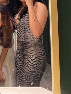 Grey Animal Print Zara Dress - Night out, Party dress, Dinner dress