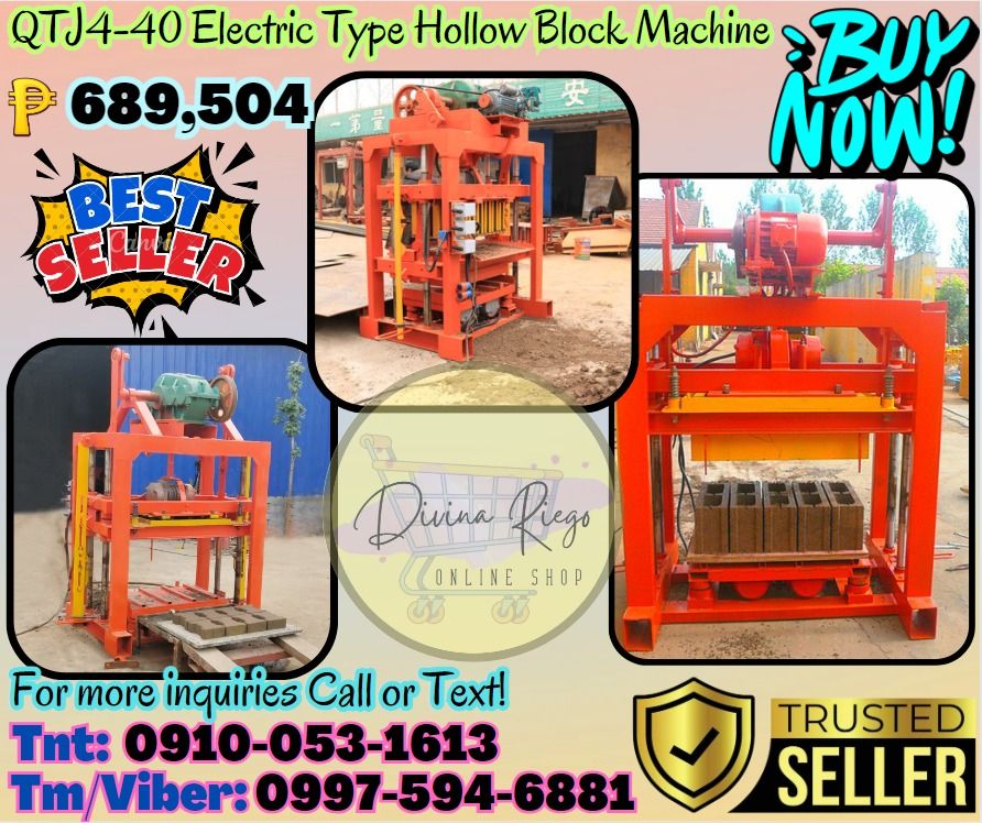 Hollow Block Maker Machine QTJ4-40 with Extra Moulder (Category: Construction Tools & Equipment) located in Pasig City. Submitted by ayabheldiane-20162 (Listing ID 1369970160, Image 1). Description: 🌏 We Can Deliver Nationwide 👉 AP Cargo, LBC, Lalamove & etc. 📍 HURRRYYYY!!! BUY NOW!!! & GET LESS DISCOUNT 📍 WE'RE ON SALE ❗️ 🔥 QTJ4-40 Hollow Block Making Machine Price: 817,200 ✅ FREE Shipping and Handling ✅ Authorize Philippine Distributor ✅ P