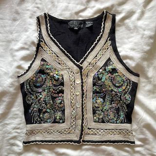 ibiza vintage beaded vest + free sf !