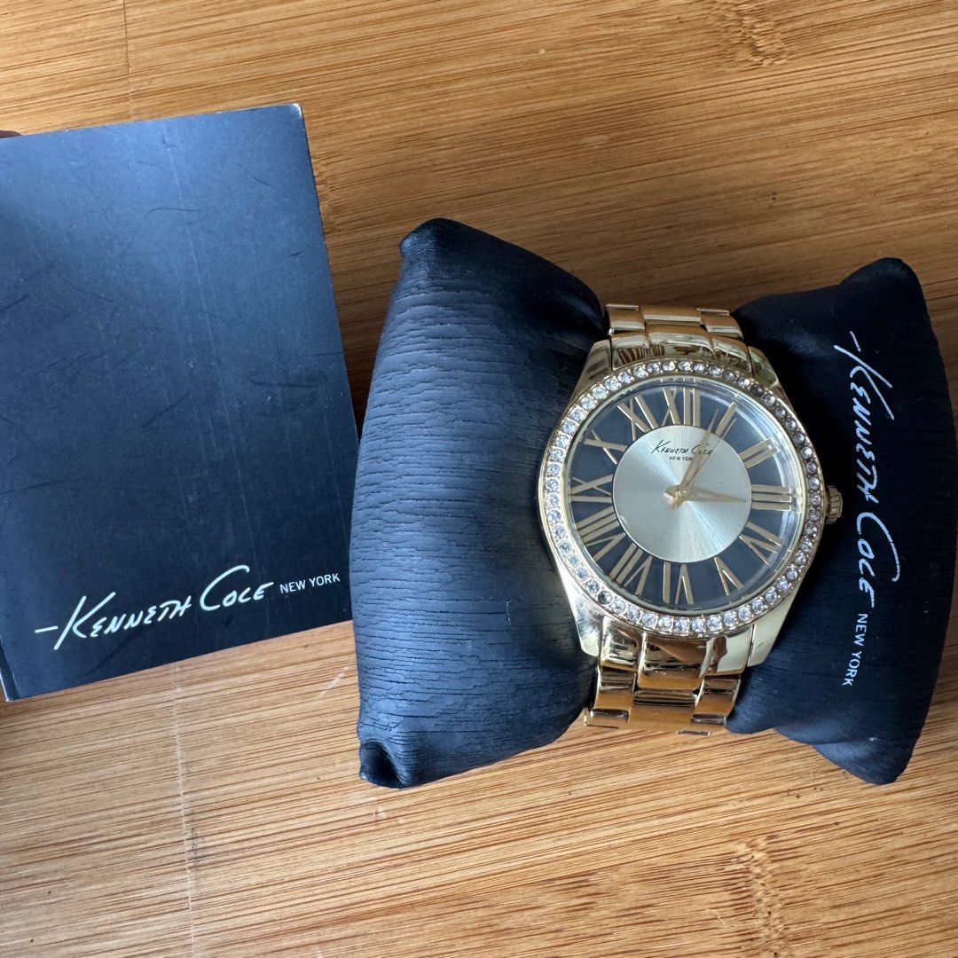 Kenneth Cole New York Watch (Category: Women's Watches) located in Taguig. Submitted by candy.j (Listing ID 1369912531, Image 3). Description: 100% Authentic Kenneth Cole (preloved) Gold Plated Watch with crystals Bought in SM Aura Department Store Inclusion: care card and watch cushion RFS: decluttering too many watches.