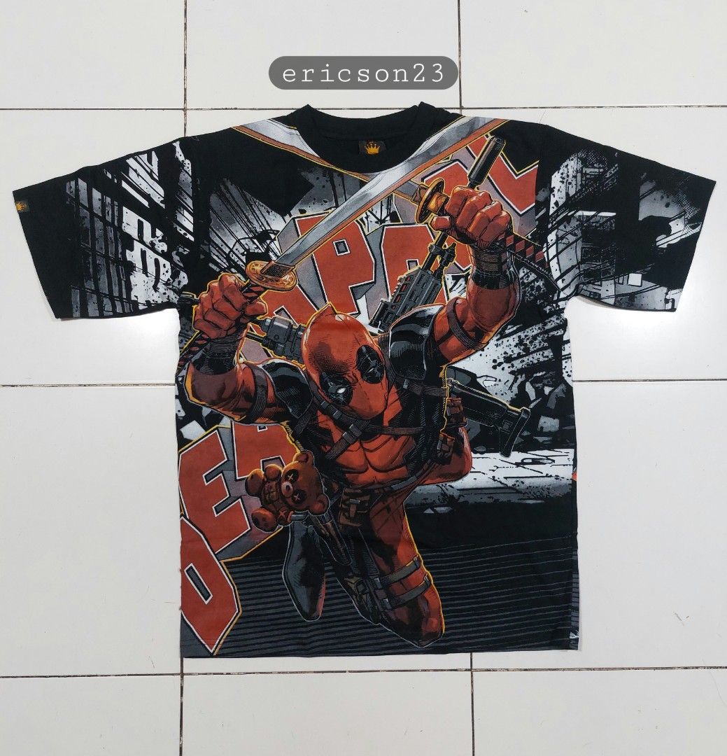 Limited edition brandnew aop tee "deadpool" (Category: Tshirts & Polo Shirts ) located in Bacolod City. Submitted by drippingkickzone23 (Listing ID 1369907848, Image 1). Description: brandnew aop tee "deadpool" rare and limited edition one size fits all large to xl fitting 24W x 30L dimension bacolod loc 1k+sf dm sa sure buyer..