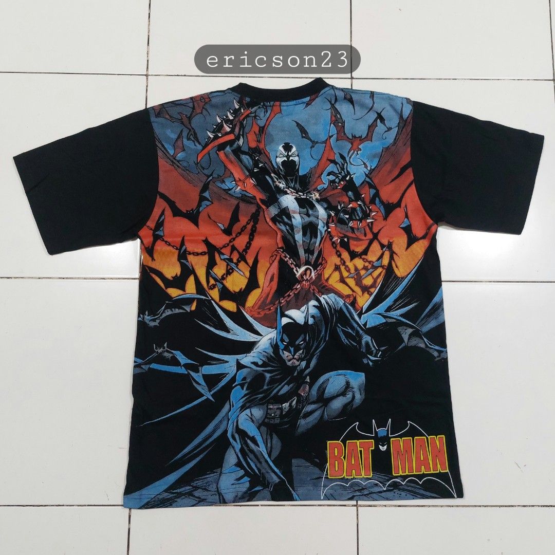Limited edition brandnew aop tee "spawn vs batman" (Category: Tshirts & Polo Shirts ) located in Bacolod City. Submitted by drippingkickzone23 (Listing ID 1369909441, Image 2). Description: brandnew aop tee "spawn vs batman" rare and limited edition one size fits all large to xl fitting 24W x 30L dimension bacolod loc 1k+sf dm sa sure buyer..