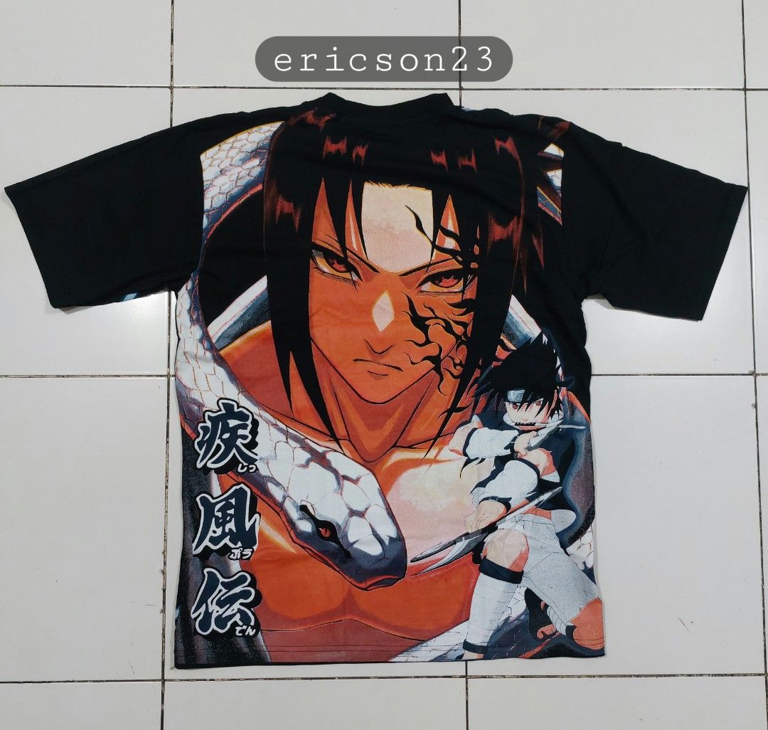 Limited edition brandnew tee "sasuke" (Category: Tshirts & Polo Shirts ) located in Bacolod City. Submitted by drippingkickzone23 (Listing ID 1369903602, Image 2). Description: brandnew aop tee "sasuke" rare and limited edition one size fits all large to xl fitting 24W x 30L dimension bacolod loc 899+sf dm sa sure buyer..