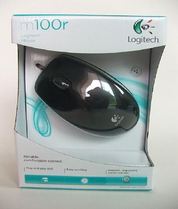Logitech M100R 1000 DPI Wired USB 2.0 Optical Mouse- Black63205310986115111