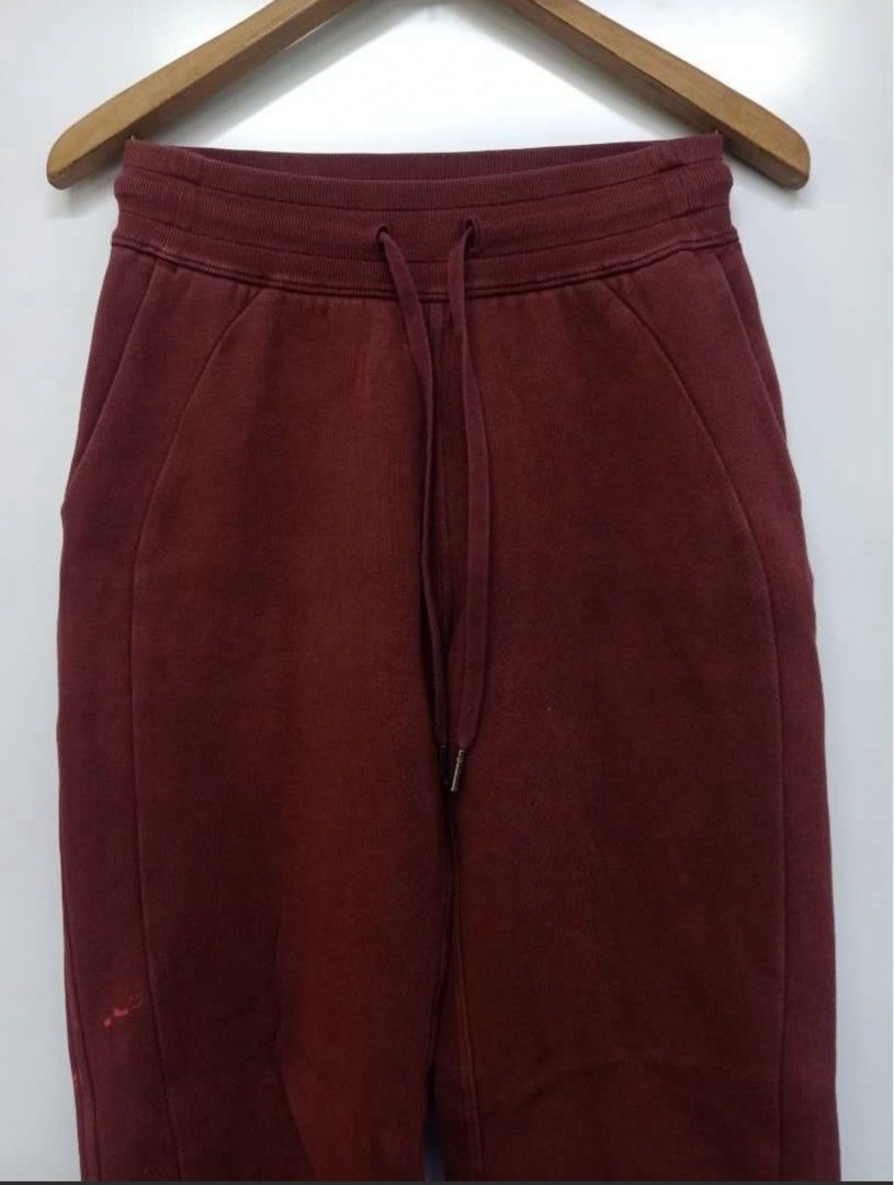 Lululemon - Scuba High Rise Jogger dot 2 (Category: Activewear) located in Malaybalay. Submitted by charmcee (Listing ID 1370016299, Image 3). Description: Lululemon - Scuba High Rise Jogger Smoky Red Size 2 Waistline 25-30 inches Length 38” Hem 4.5” Issue: Bleach stain as seen on the photos.