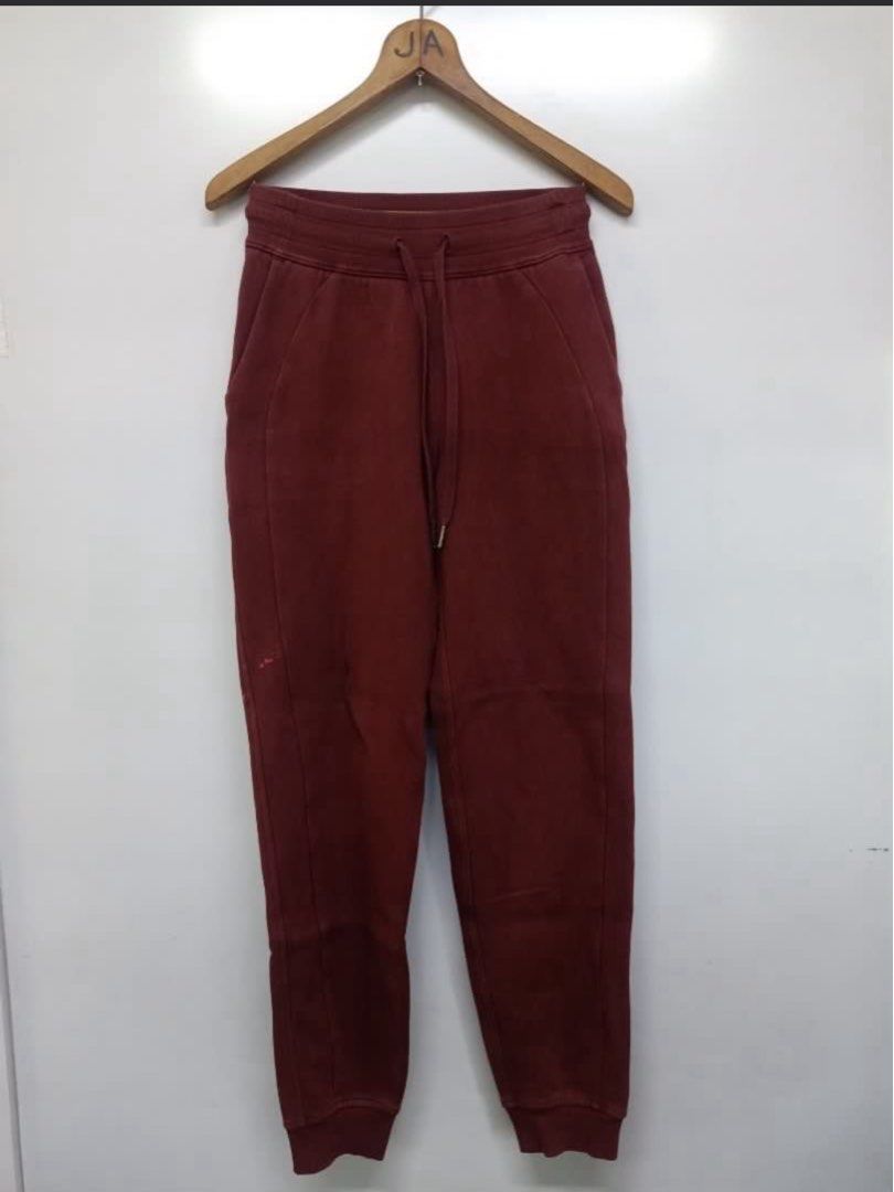 Lululemon - Scuba High Rise Jogger dot 2 (Category: Activewear) located in Malaybalay. Submitted by charmcee (Listing ID 1370016299, Image 2). Description: Lululemon - Scuba High Rise Jogger Smoky Red Size 2 Waistline 25-30 inches Length 38” Hem 4.5” Issue: Bleach stain as seen on the photos.