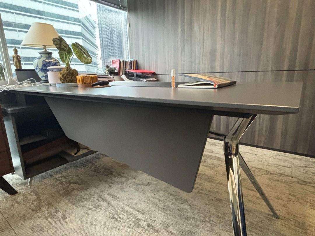 Metal Frame Executive Work Table | Wooden Top Computer Table Design ...