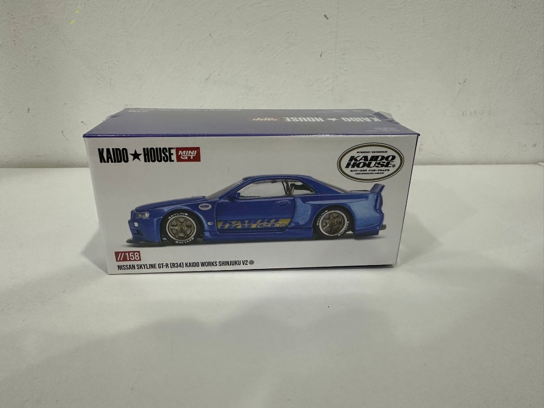 Mini GT 1:64 Nissan GT-R R34 Kaido House V2 Aero Shinjuku Bleu - Modèle Détaillé Collector