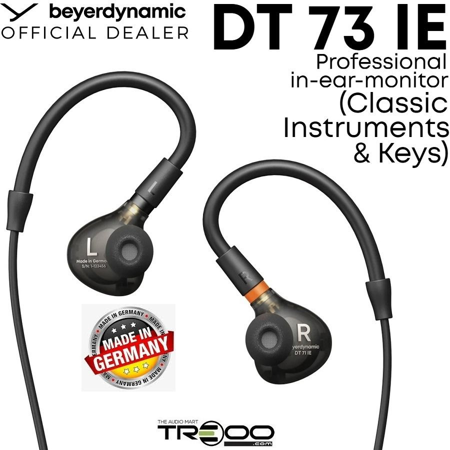 [Official] Beyerdynamic DT 73 IE (1DD) In-Ear Earphone (Professional Classic Instruments & Keys) (Category: Earphones) located in Singapore. Submitted by treoo (Listing ID 1369933164, Image 2). Description: 🔥✨ Promotion valid for a limited time only; while stocks last! ✨🔥 ✅ Single Dynamic Driver (1DD) for natural and accurate sound reproduction ✅ Optimized Tuning for classical instruments and keyboard clarity ✅ Robust Aluminum Housing ensures d
