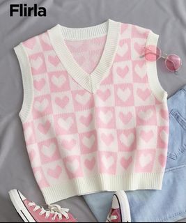 Pink Checker Sweater Vest - Small