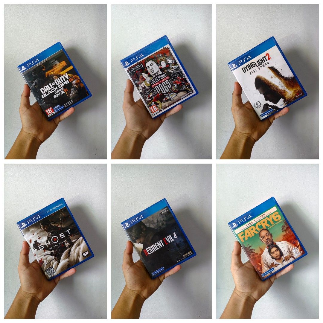 PS4 GAMES / GOT / FARCRY / DYING LIGHT / RE (Category: PlayStation) located in Manila. Submitted by mikkolosg20176 (Listing ID 1369924132, Image 1). Description: TRADE OR SALE GAME PRICE: 1.3k - 2.5k 📍 SHIPPING OR PICKUP 📍 BAGUMBAYAN TAGUIG 📍PIN LOCATION: MCG PURPLE GAMING TAGUIG.