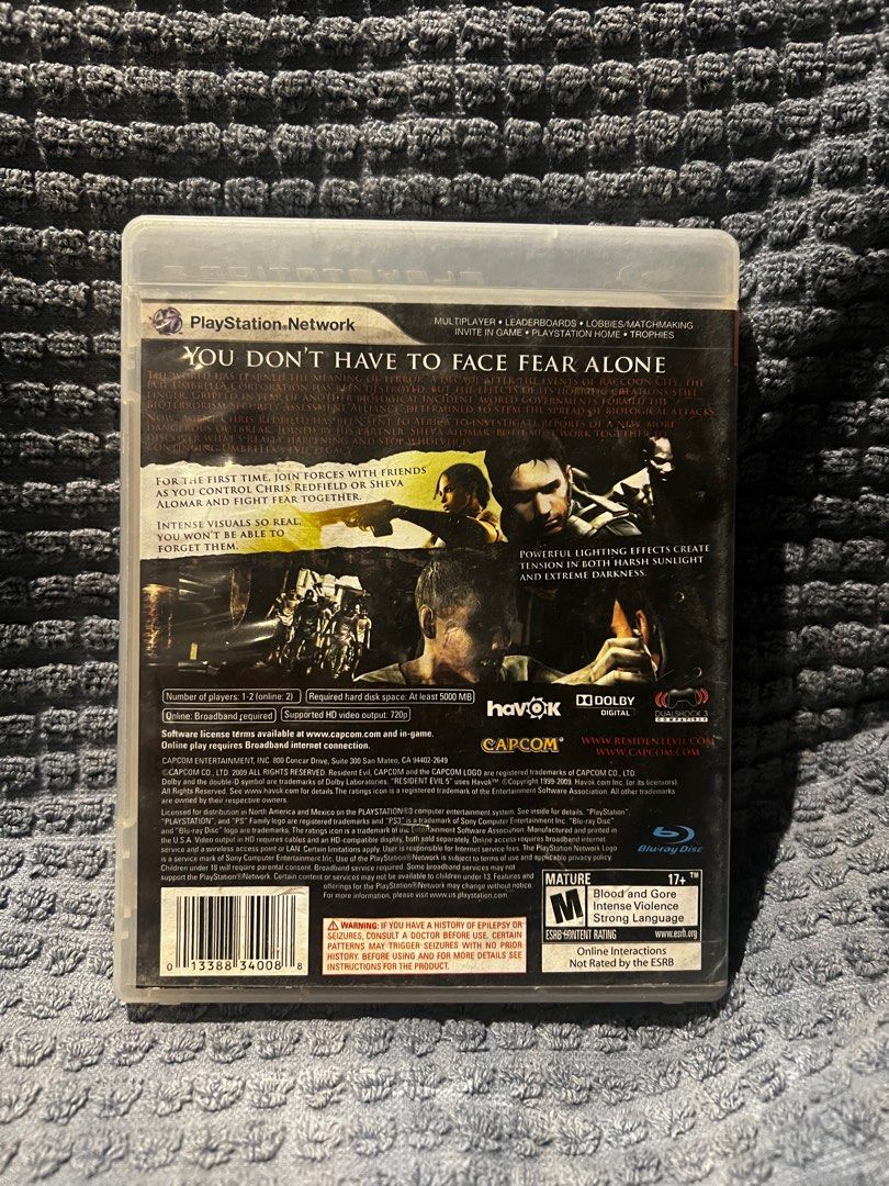 Resident Evil 5 for PS3 (original w/ cover) (Category: PlayStation) located in Binan City. Submitted by rl.ldl (Listing ID 1369878708, Image 2). Description: RFS: Sira na ps3 ko, still great quality .