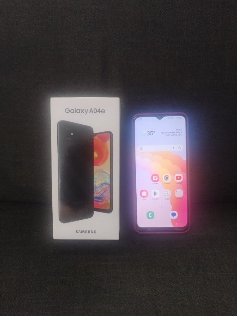 Samsung Galaxy A04e (Dual SIM) (Category: Samsung) located in San Jose del Monte. Submitted by neone.electronics (Listing ID 1369945245, Image 1). Description: Samsung Galaxy A04e (Dual SIM) 3GB / 32GB Bought it brand new last April 19, 2025 1year Samsung Warranty NTC Registered Sale for only 2,499.00 Meet up at San Jose del Monte, Bulacan only. Complete with box, original charger, original Type-C USB cable, and jellycase. Tempered glass installe
