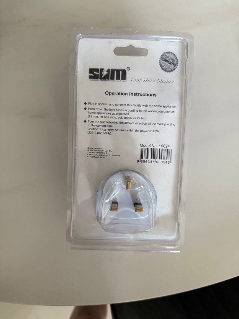SUM Programmer Timer (Category: Other Home Appliances) located in Melaka Tengah. Submitted by tatafjpreloved (Listing ID 1369897571, Image 2). Description: Never use it before .Gor clearance.