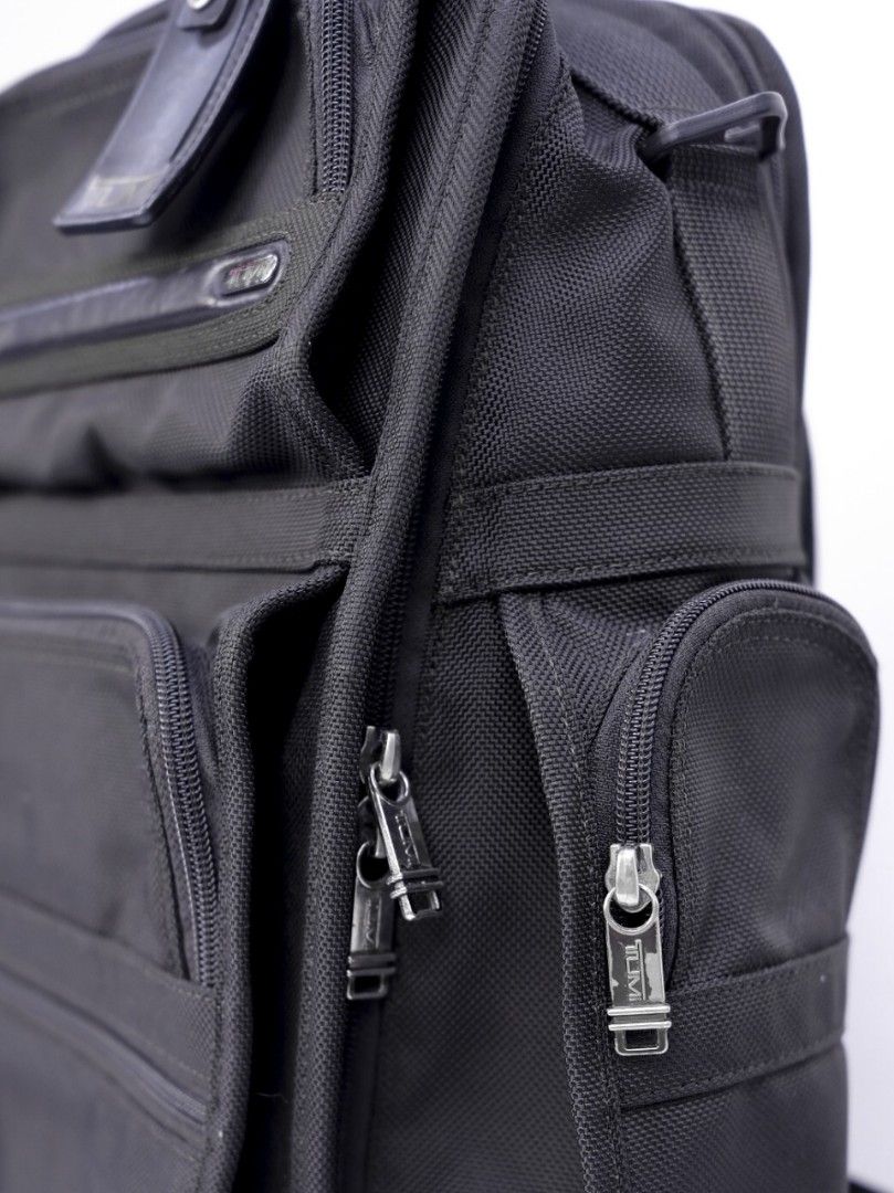 TUMI Backpack Alpha T-Pass Backpack for Laptop (Category: Backpacks) located in Pasig City. Submitted by clothesandthings_ (Listing ID 1369831442, Image 3). Description: Authentic Original retail at 40,000 Fully functional no issues Aesthetic 6/10 slight peeling of leather details, signs of usage ( see photo).