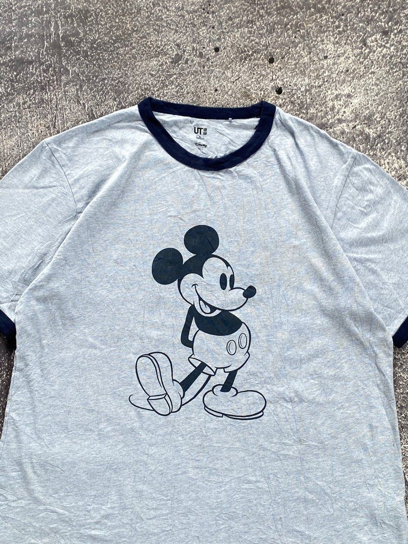 Uniqlo x Disney ringer tee, Fesyen Pria, Pakaian , Atasan di Carousell