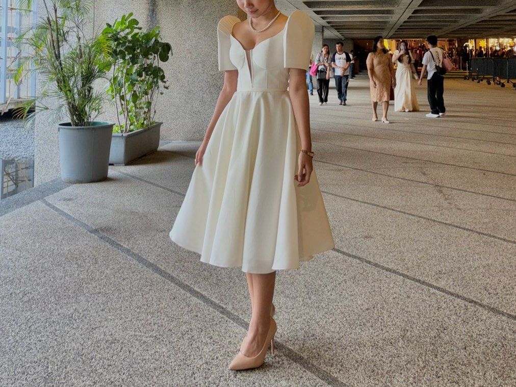 white filipiniana dress for graduation ZAPAKASA Women Matte Satin White Short Graduation Dress Off the Shoulder  Bodycon Little White Dress main image 1