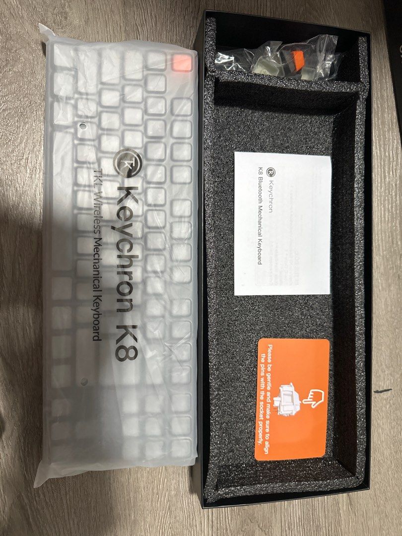 Keychron K8 Wireless (Category: Computer Keyboard) located in Singapore. Submitted by merontxy (Listing ID 1366812921, Image 3). Description: Keychron TKL RGB hotswappable Wireless (use bluetooth) for both mac and OS brown tactile switches comes with box, keycap puller .