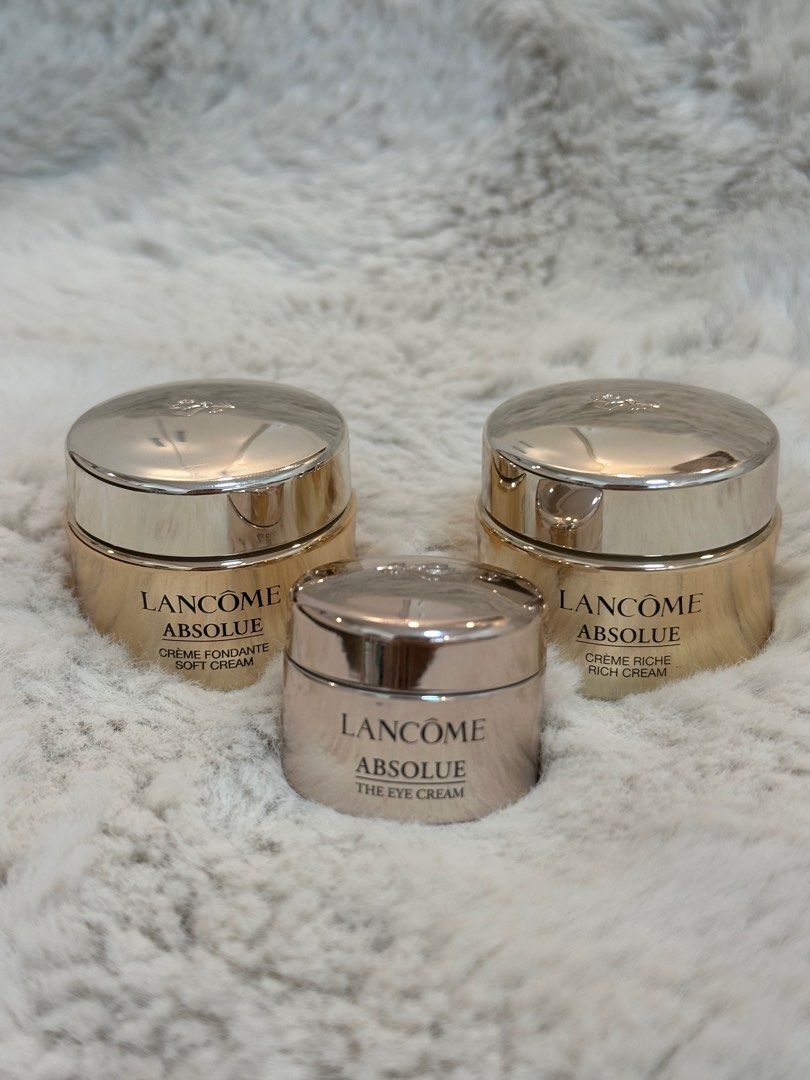 Lancome Absolue Set (Category: Face Care) located in Quezon City. Submitted by yulin.preloved (Listing ID 1366794357, Image 1). Description: All authentic Lancome that was given to me last Dec. Never been opened/used! Take all for ₱2800 Individual prices: ₱1000 - Absolue Soft Cream 15ml ₱1000 - Absolue Rich Cream 15ml ₱800 - Absolue Eye Cream 5ml Rfs: Won't be using / needing this.
