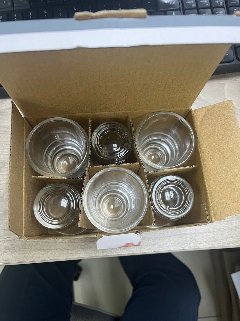 Shotglass (1 box with 6 pieces) (Category: Other Kitchenware & Tableware) located in Makati City. Submitted by ktobejas (Listing ID 1366770553, Image 2). Description: Brand new box of shot glasses RFS: Decluttering unused items at home.