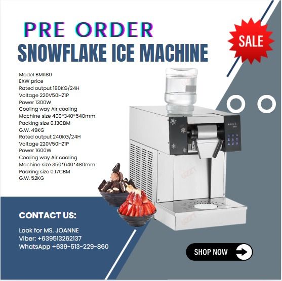 Snowflake Ice Machine Bingsu Snow Ice Machine (Category: Everything Else Others) located in Caloocan City. Submitted by vedadacian34812 (Listing ID 1366747824, Image 1). Description: 💰Terms Of Payment: 💰50% Security Deposit for processing of unit✔️ 💰50% Cash Upon Delivery or pick ✔️ ✅ Pre-Order Basis 🛒. .