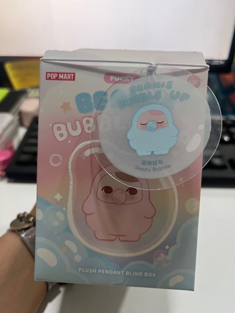 WTT Pop Mart Pucky Beanie Bubble Up (Sleepy) (Category: Designer & Blind Box Toys) located in Batangas. Submitted by rladkfk97 (Listing ID 1366745786, Image 2). Description: WTT Pop Mart PUCKY Beanie Bubble Up Series -New, opened from top, sealed foil -Bought from the official store on orange app Have: Sleepy Bubble Want: Pretty Bubble RFS: Duplicate Meet up only: SM North or SM San Lazaro.