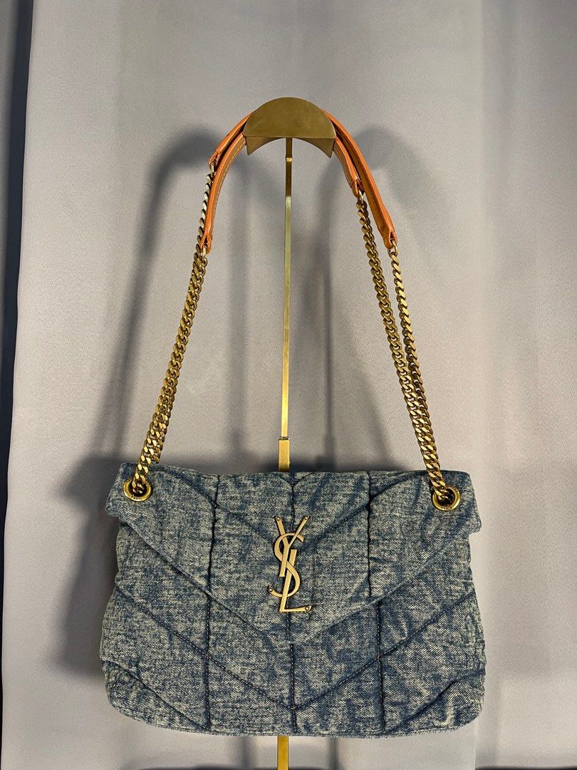 YSL LOULOU PUFFER BAG DENIM (Category: Luxury Bags & Wallets) located in Pasig City. Submitted by mr018 (Listing ID 1366825241, Image 1). Description: Selling my preloved YSL LOULOU PUFFER BAG DENIM 🤍 Comes with dustbag & cards Can wear as shoulder bag or crossbody bag Refurbished No flaws Great condition For only 23k! Pasig/Taytay loc Meet up or deliver via lalamove/lbc.