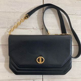 Authentic Christian Dior Shoulder Bag Leather Black