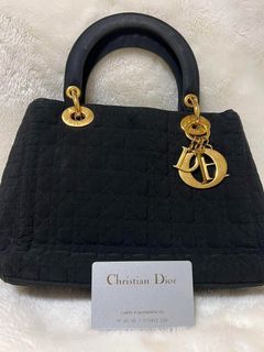 Authentic DIOR Lady Dior Quilted Handbag Black