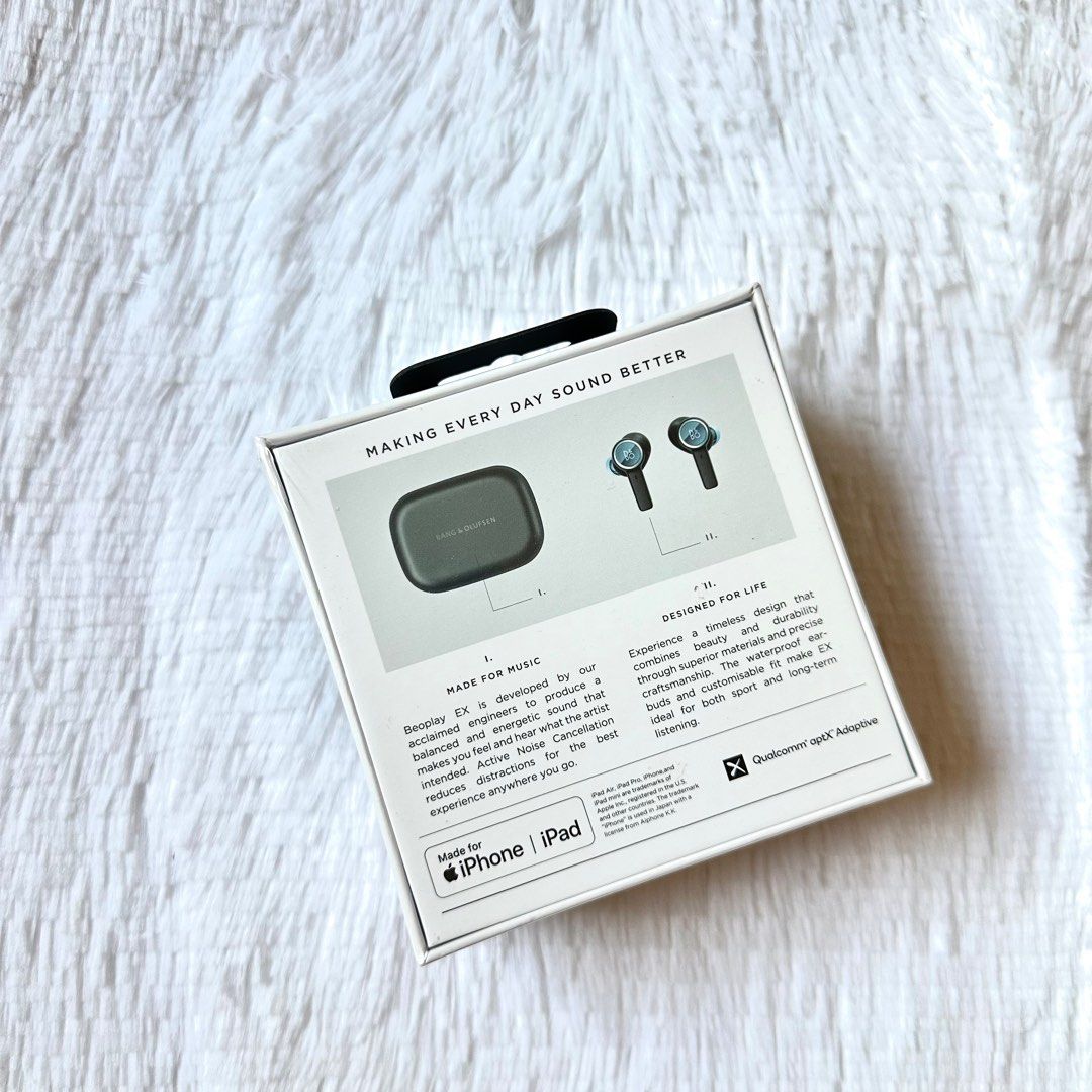 Bang & Olufsen Beoplay EX (Category: Earphones) located in Singapore. Submitted by synluxe (Listing ID 1370106997, Image 2). Description: Bang & Olufsen Beoplay EX in Anthracite / Ice Blue Colorway. brand new in packaging. sealed unit. $499 and sold out online. item is directly from B&O Singapore so they mentioned it’s eligible for the 3 year warranty when you register it online. if i remembered correctly. letting go under retail for a brand new 