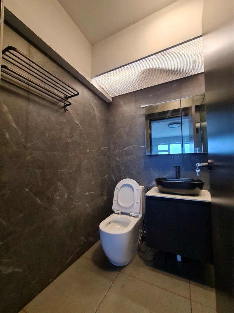 Bathroom makeover/renovation/hacking/overlay/tiling/toilet/sink/vanity/mirror/mixer/tap/shower/screen63109553475714111