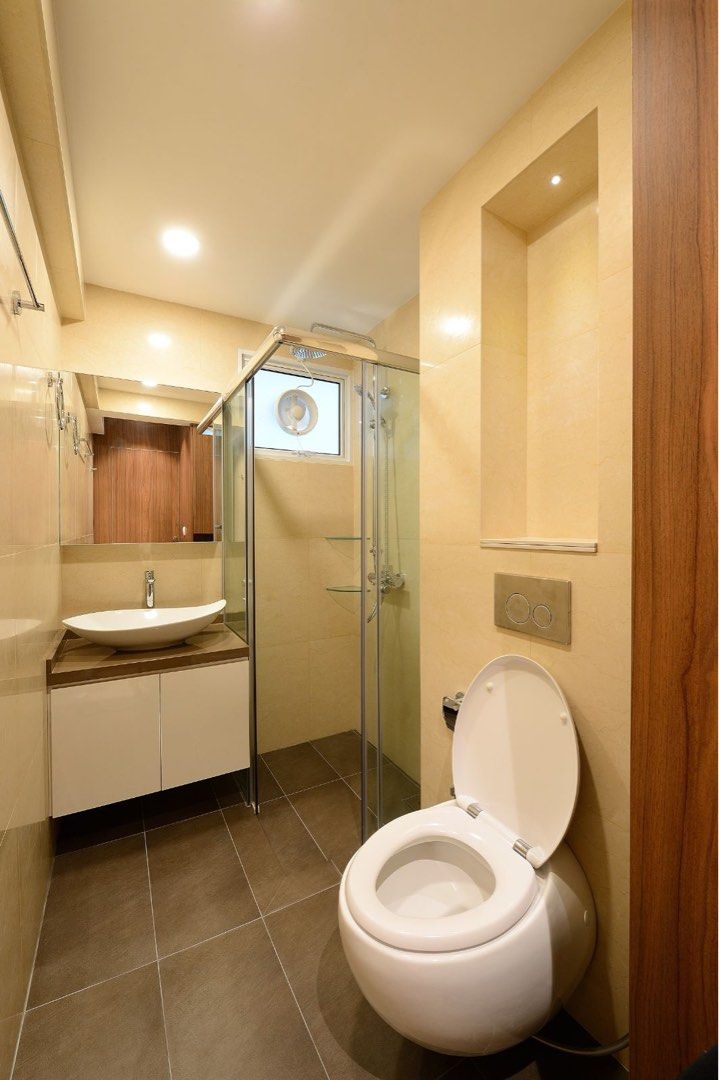 Bathroom makeover/renovation/hacking/overlay/tiling/toilet/sink/vanity/mirror/mixer/tap/shower/screen63109553475714114