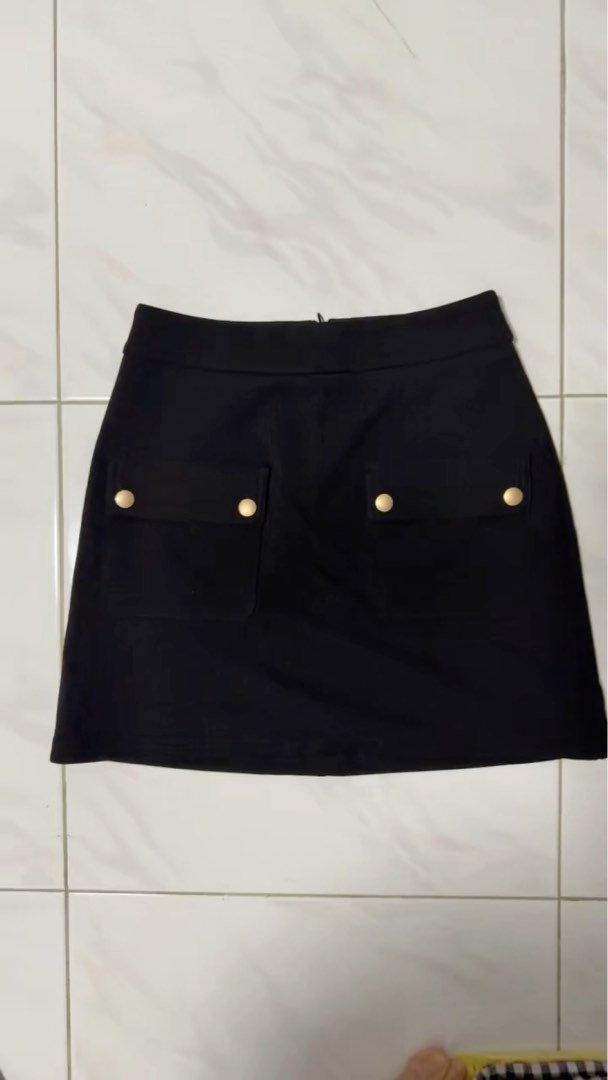 Black Cropped Jacket & Skirt Set with Gold Buttons main image 1