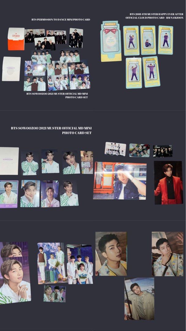 BTS OFFICIAL PHOTO CARDS (TAKE ALL) (Category: K-Wave Merchandise) located in Manila. Submitted by eli_97 (Listing ID 1370214430, Image 2). Description: I’ll be migrating next month. Really want to sell these to someone who can take care of them. Price is negotiable..