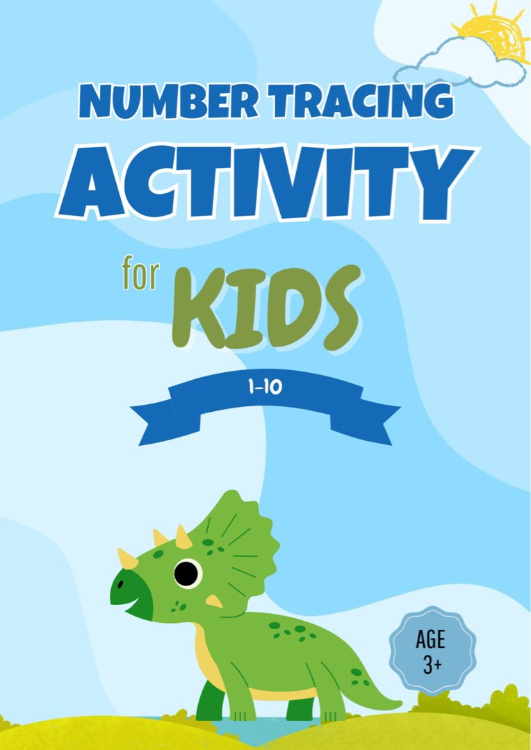 Dinasour tracing number activity, Hobbies & Toys, Books & Magazines ...