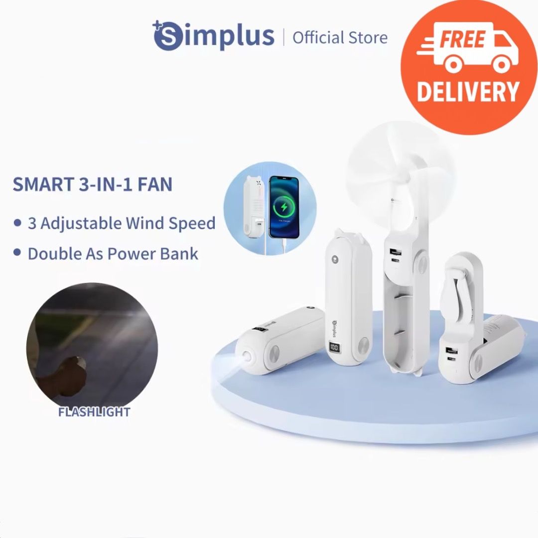 [FREE DELIVERY] Portable Folding Desk Fan | 3 Speed USB Fan Powerbank ...