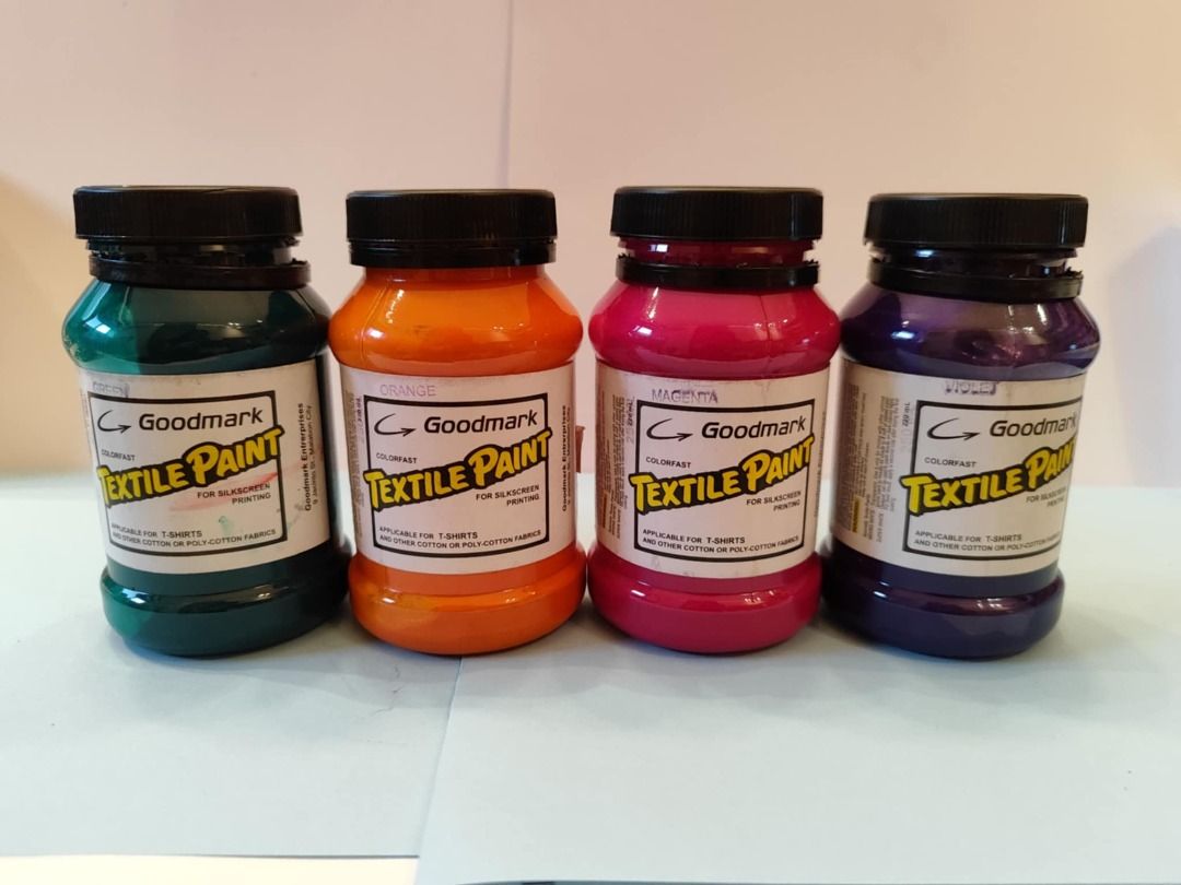 RARE Goodmarks Textile Paint (8PCS) (Category: Craft Supplies & Tools) located in Caloocan City. Submitted by szejasmin66907 (Listing ID 1370164748, Image 1). Description: Goodmarks Textile Paint is perfect for fabric projects, offering vibrant and durable colors with a smooth, soft finish. Available colors: 1. Green 2. Orange 3. Magenta 4. Violet 5. Green Apple 6. Brown 7. Navy Blue 8. Olive Green For further details, feel free to contact me!.