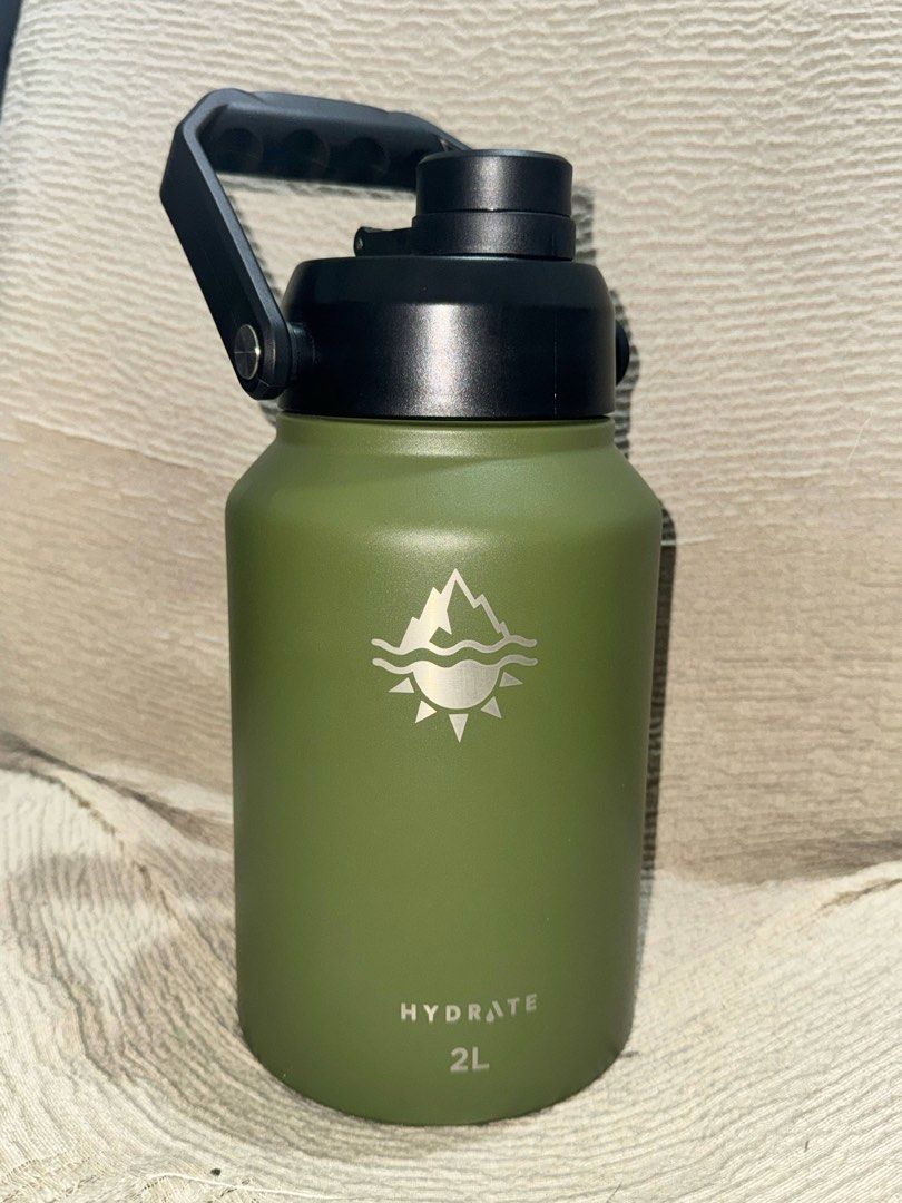Hydrate TITAN 2L Tumbler (Category: Water Bottles & Tumblers) located in Muntinlupa City. Submitted by peneloppeban (Listing ID 1370168876, Image 1). Description: 999 orig selling price in SM Heavy duty handle 12 hrs HOT 24 hrs COLD Avail in olive green, black, stainless.