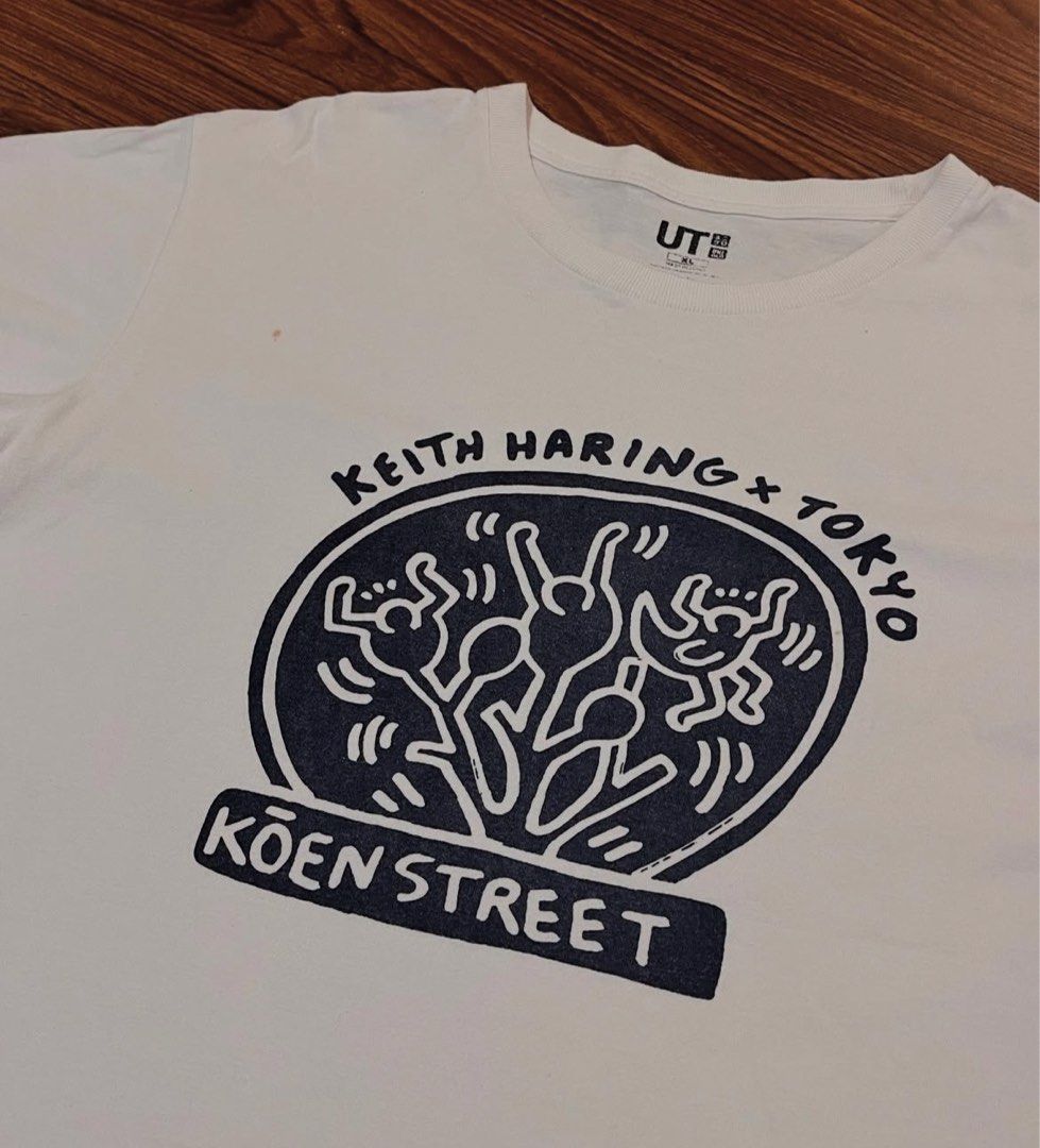 Keith Haring (Category: Tshirts & Polo Shirts ) located in Pasig City. Submitted by ukaygodd (Listing ID 1370185165, Image 2). Description: Keith Haring x tokyo By Uniqlo . Graphic Tee Blue print on white tee with back hit . Size on tag XL fits M-L L28.5 W21 P350.