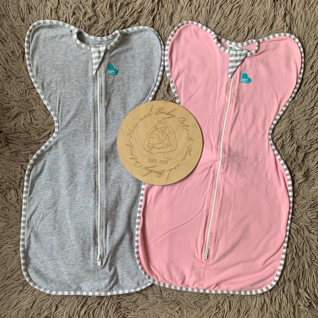 Love to dream swaddle pink and gray bundle (Category: Babies & Kids Fashion) located in Cabiao. Submitted by MomAndBabyCorner (Listing ID 1370176923, Image 1). Description: Love to dream Small | 0/3 mos 1.0 TOG Like New PHP 1350 for both.
