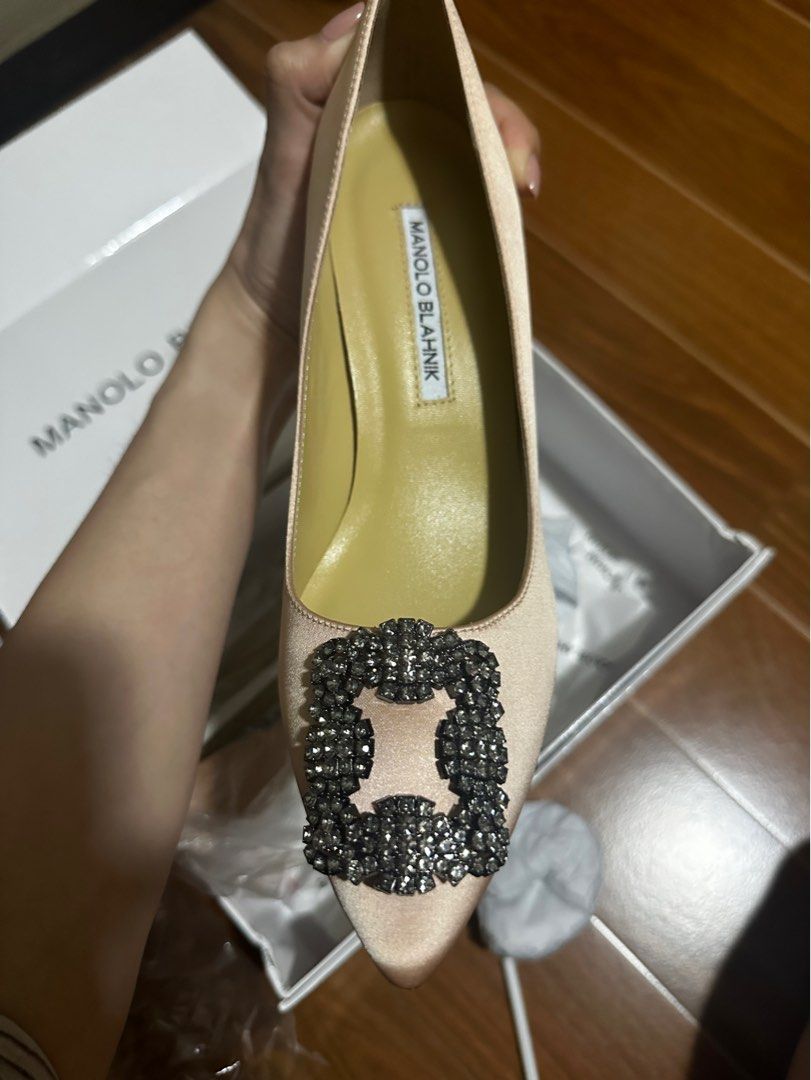 Manolo Blahnik Pumps Size 38 (Category: Sneakers & Footwear) located in Paranaque City. Submitted by listitwithb (Listing ID 1370126004, Image 1). Description: Brand new. Never used. Manolo Blahnik Hangisi Champagne Beige Nude Satin Jewel Buckle Heel Pump Eur 38 This was a gift, authenticity isn’t confirmed, hence the price. Supposedly I’ll use this on my wedding, but it didn’t match my wedding dress. Brand new price is at ₱50-60k So pretty in ac